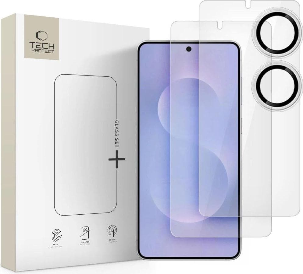2 броя калени стъклени защитни покрития за дисплея на Samsung Galaxy S25 Edge - Tech-Protect Glass Set Plus Tempered Glass 2.5D 2 Pack (прозрачен)