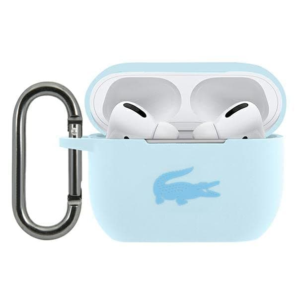 Силиконов калъф с карабинер за Apple AirPods Pro - Lacoste AirPods Pro Liquid Silicone Glossy Printing Logo Case (син)