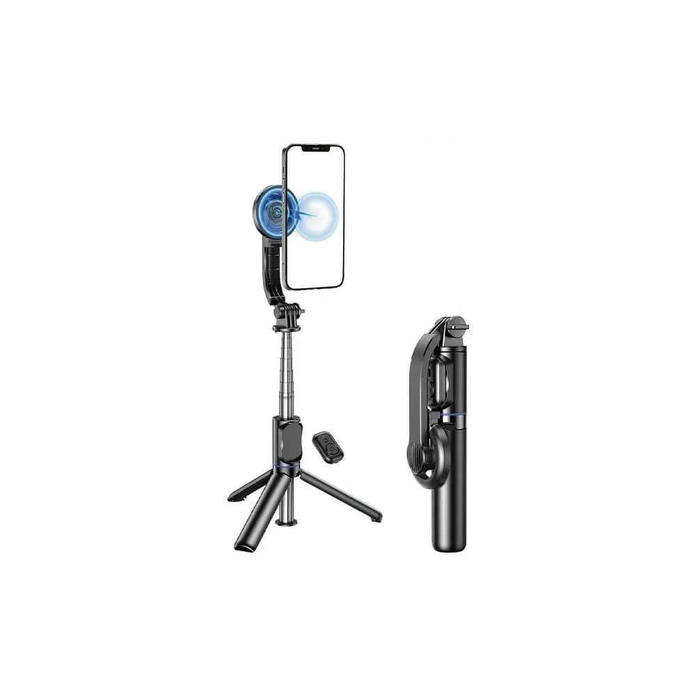 Разтегаем безжичен селфи стик с MagSafe и трипод за мобилни телефони - AWEI Selfie Stick X51 Wireless Selfie Stick Telescopic Tripod (черен)