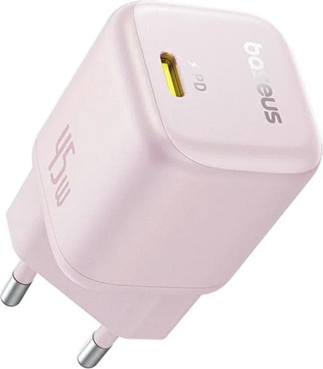 Захранване за ел. мрежа с USB-C изход с технология за бързо зареждане - Baseus PicoGo GaN Fast Wall Charger 45W (P10176800413-00) (розов)