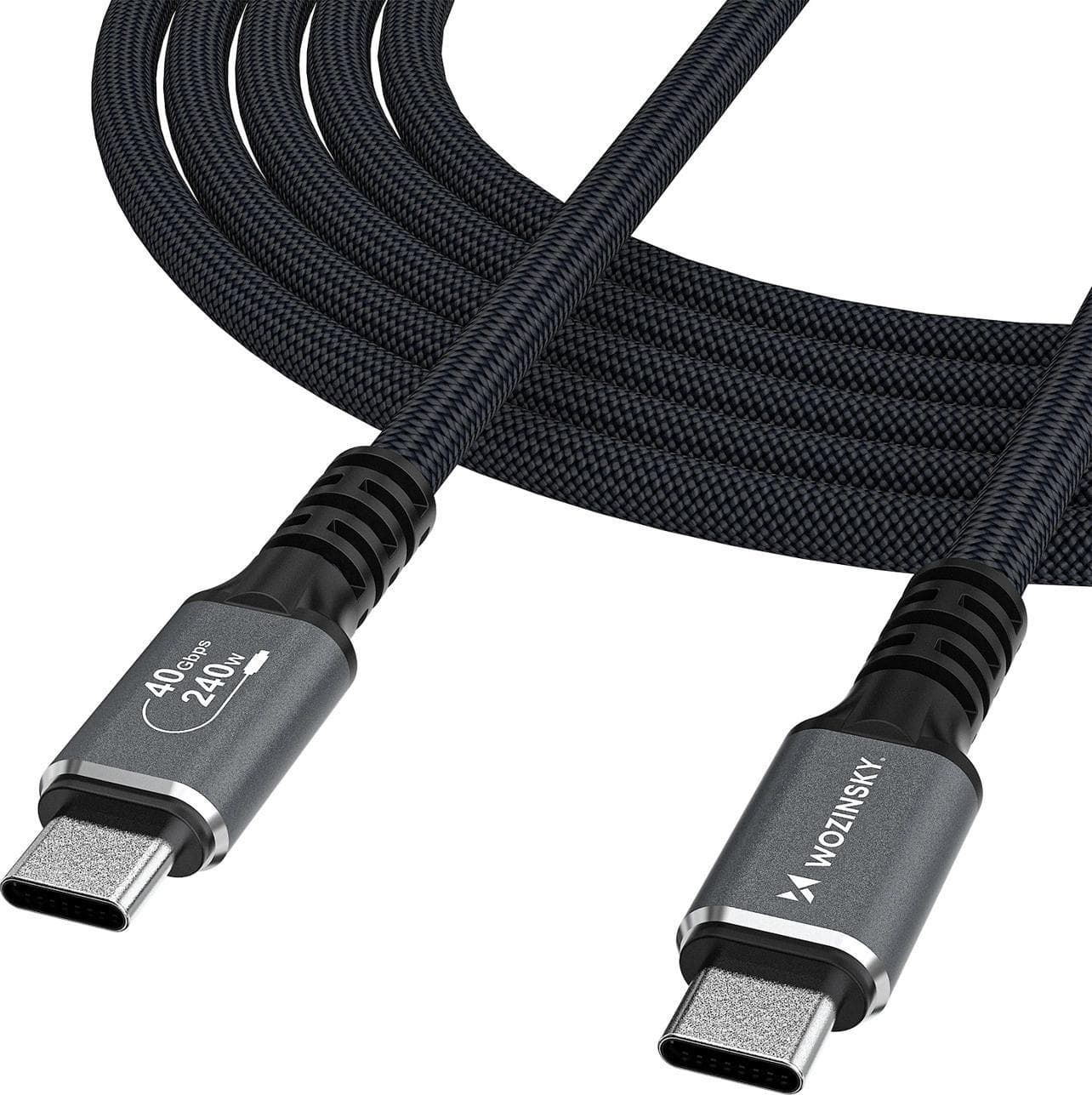 Здрав USB4 кабел с Thunderbolt 4 за устройства с USB-C порт - Wozinsky Thunderbolt 4 USB4 USB-C to USB-C Cable 240W (черен) (150 см)