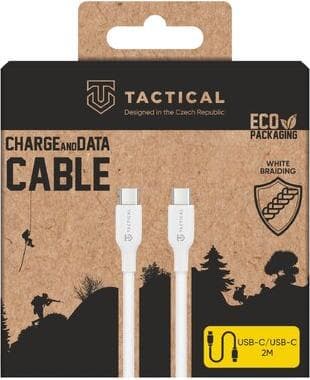 Здрав кабел с въжена оплетка и бързо зареждане за устройства с USB-C порт - Tactical Stitch Thread USB-C to USB-C Cable 60W (200 см) (бял)