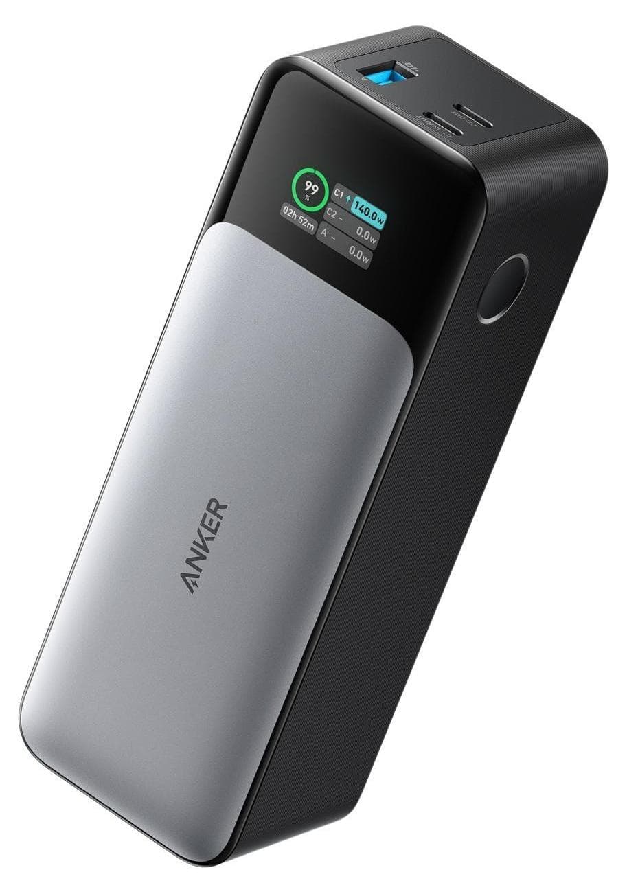 Преносима външна батерия с USB-C и USB изходи и технология за бързо зареждане - Anker 737 Power Bank (PowerCore 24K) 24 000mAh, 140W (черен)