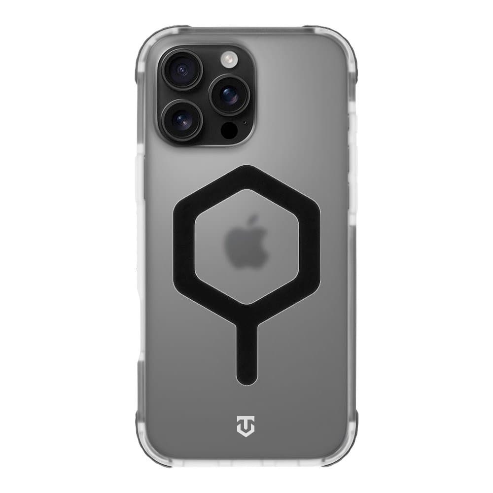 Хибриден удароустойчив кейс с MagSafe за iPhone 16 Pro Max - Tactical MagForce Hexagon Cover (черен-прозрачен)