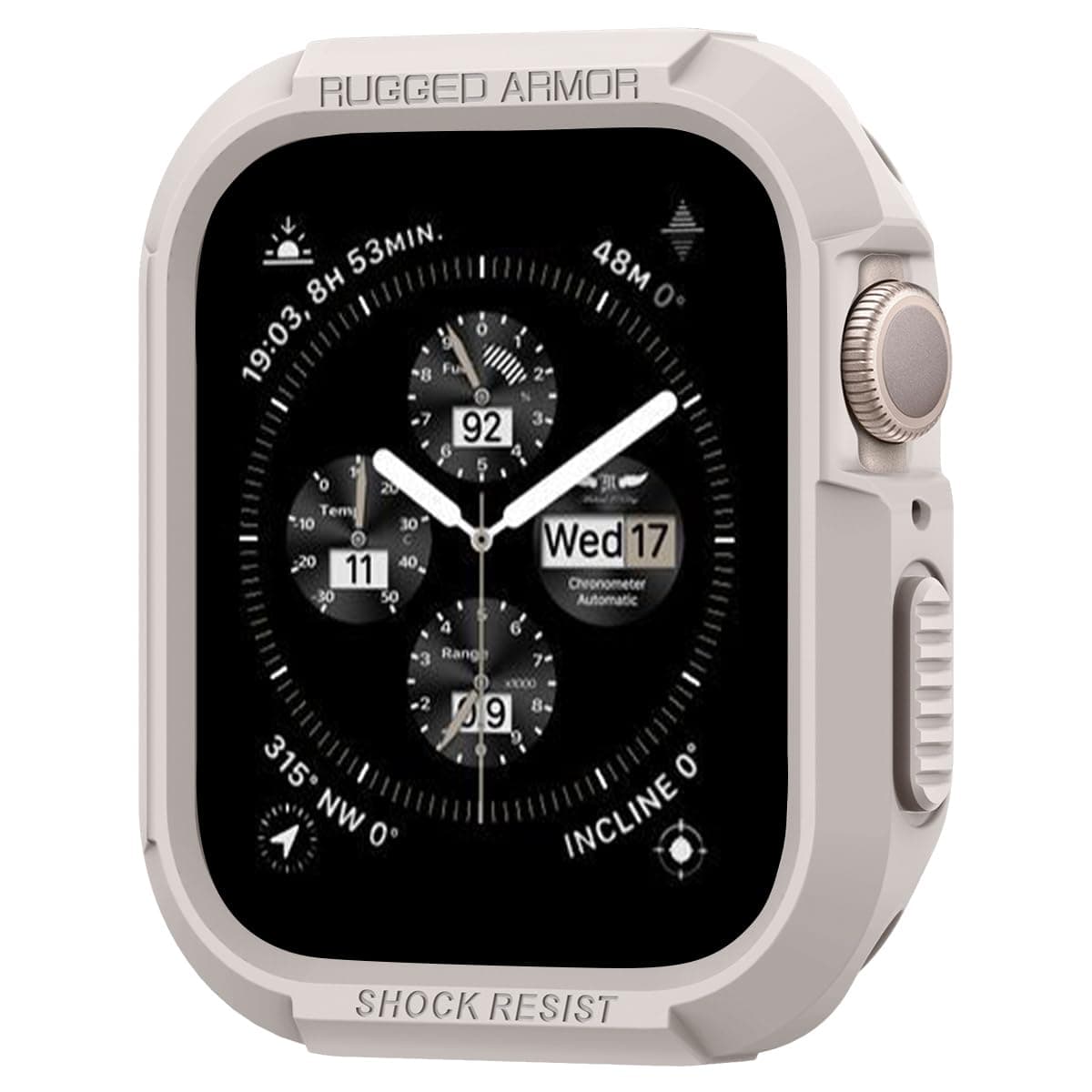 Хибриден кейс с висока степен на защита за Apple Watch 44мм, 45мм - Spigen Rugged Armor Case (бежов)