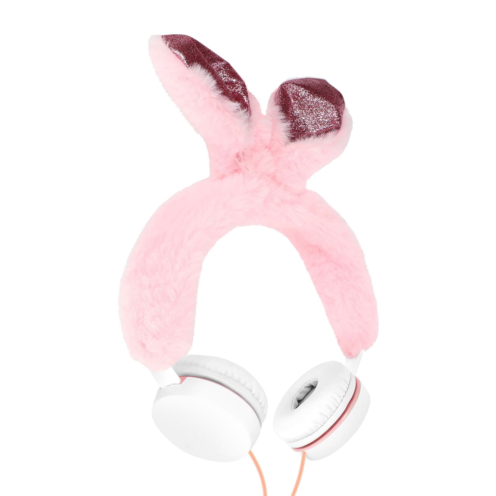Слушалки подходящи за деца за мобилни устройства - Gjby Plush Rabbit Kids On-Ear Headphones (розов)