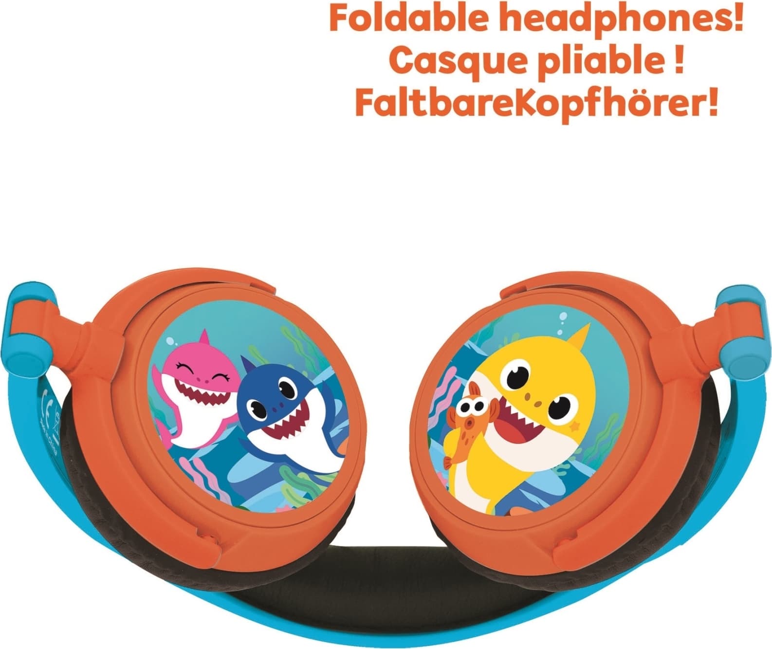 Lexibook Baby Shark Foldable Stereo Headphones- слушалки подходящи за деца (светлосин-червен)