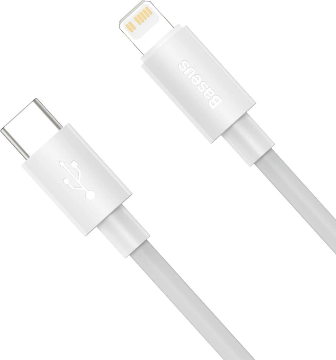 Кабел Baseus Simple Wisdom Cable (TZCATLZJ-02), от USB C(м) към Lightning(м), 1.5m, бял