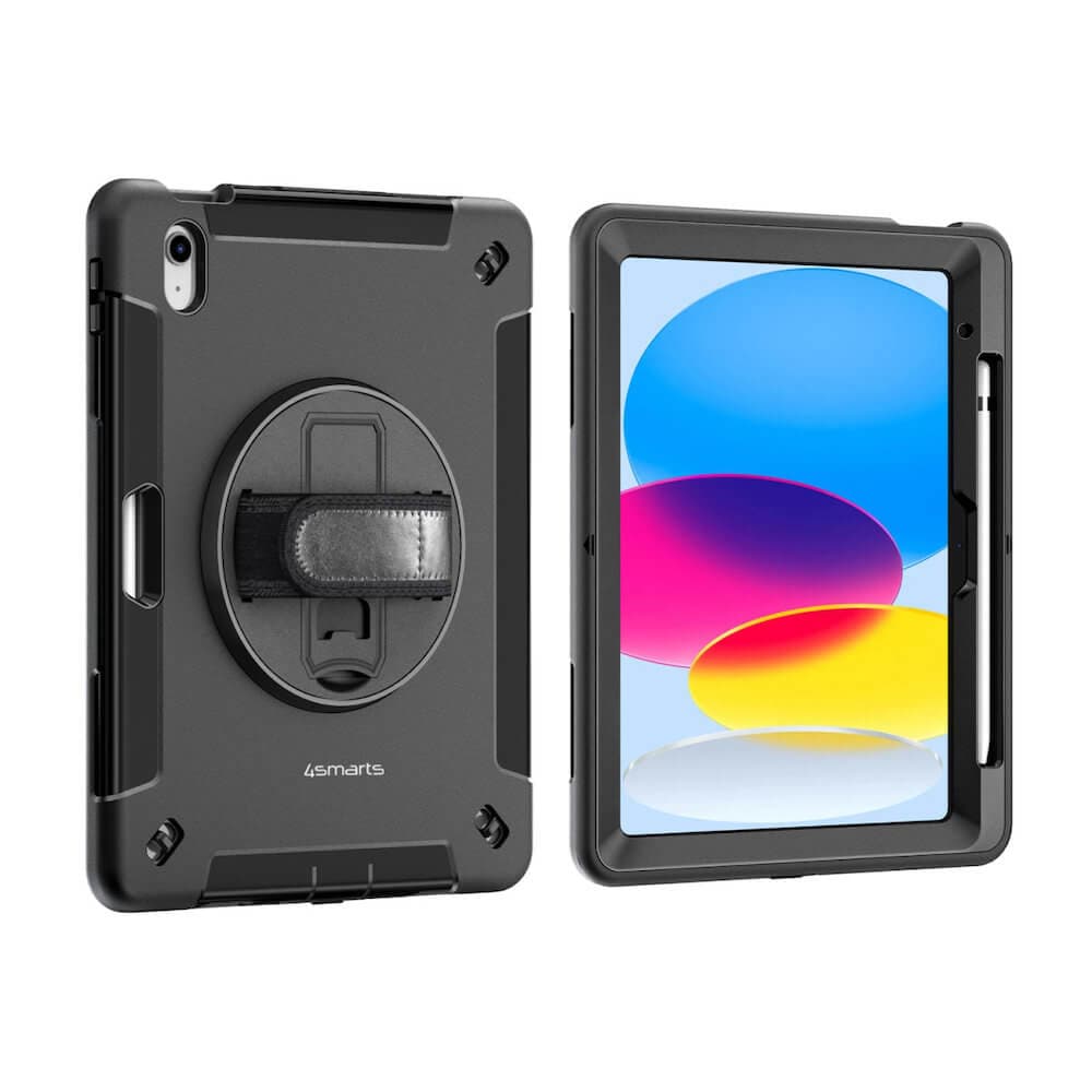 Удароустойчив калъф за iPad 10 (2022), iPad 11 (2025) - 4smarts Rugged Tablet Case Grip (черен)