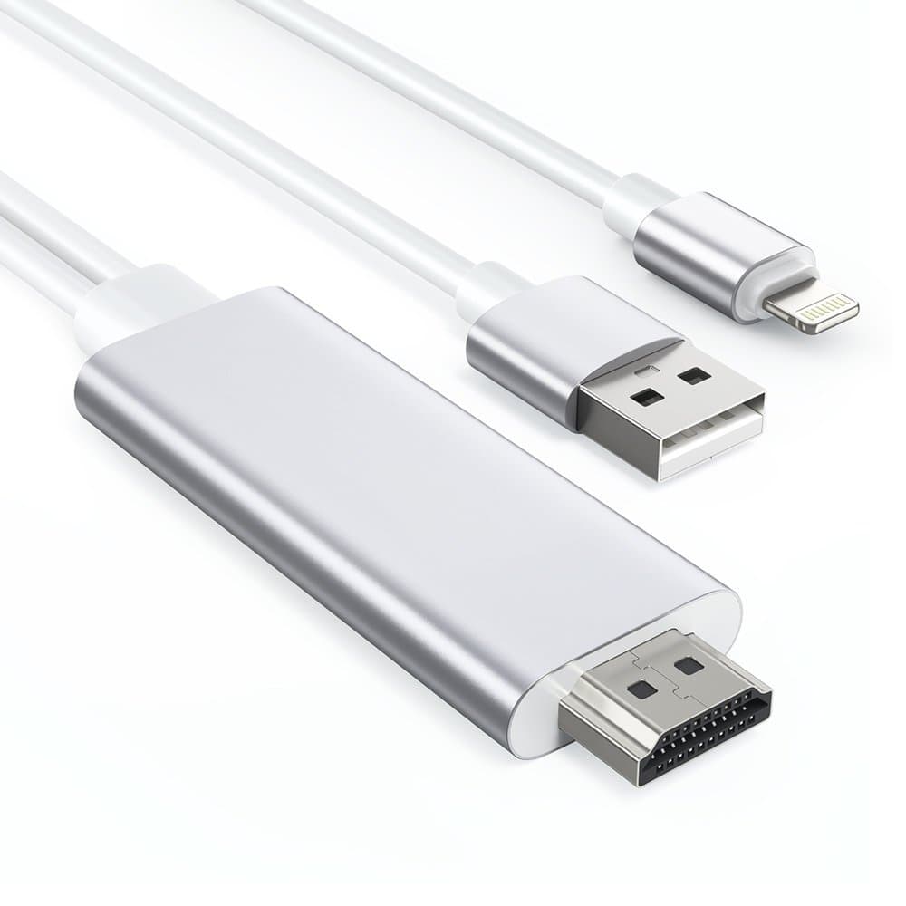 Кабел Choetech LH0020, от HDMI (м) към USB-A(м)/Lightning(м), 1.8m, бял