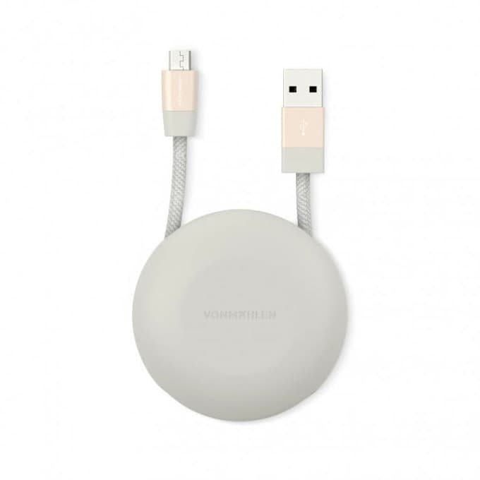 Кабел Vonmahlen E070P0006, от USB-A(м) към USB Micro B(м), 1m, розово злато