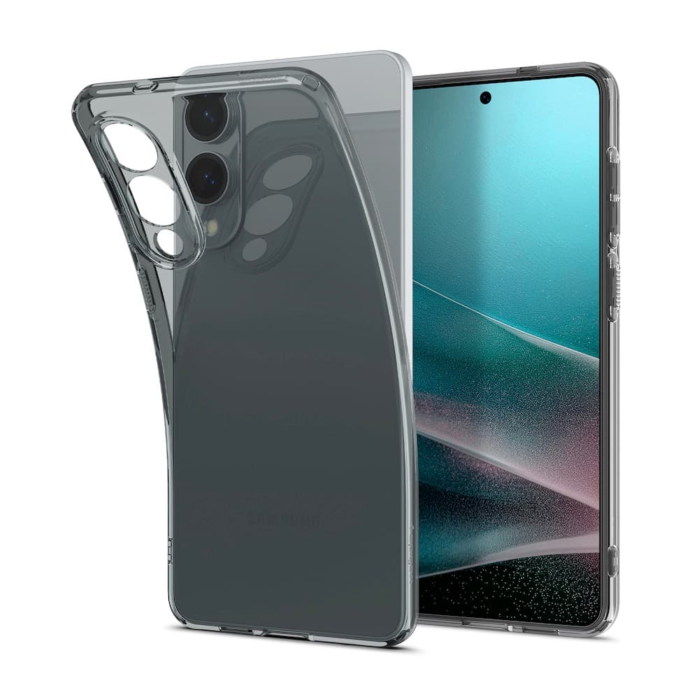 Тънък силиконов (TPU) калъф за Samsung Galaxy S25 Edge - Spigen Liquid Crystal Case (черен-прозрачен)