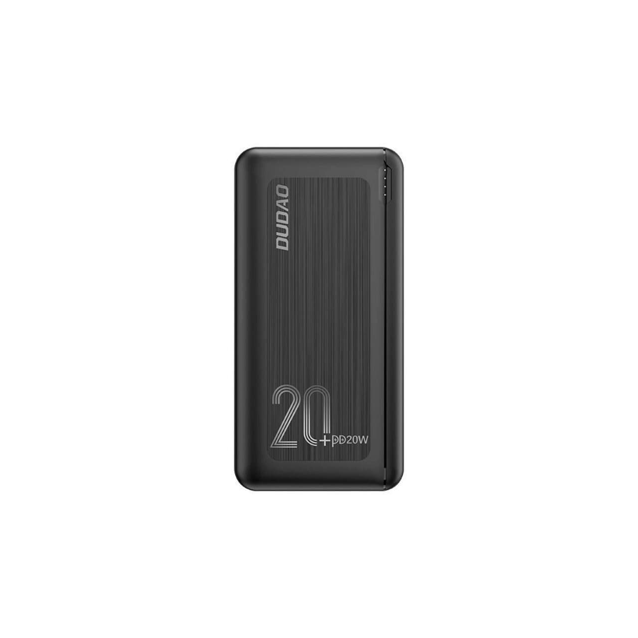 Външна батерия с два USB-A и един USB-C изходи и технология за бързо зареждане - Dudao K12PQPlus Power Bank 20000mAh 20W PD (черен)