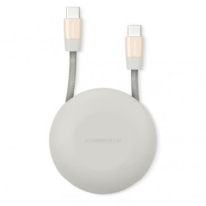 Кабел Vonmahlen E070P0009, от USB-C(м) към USB-C(м), 1m, розово злато