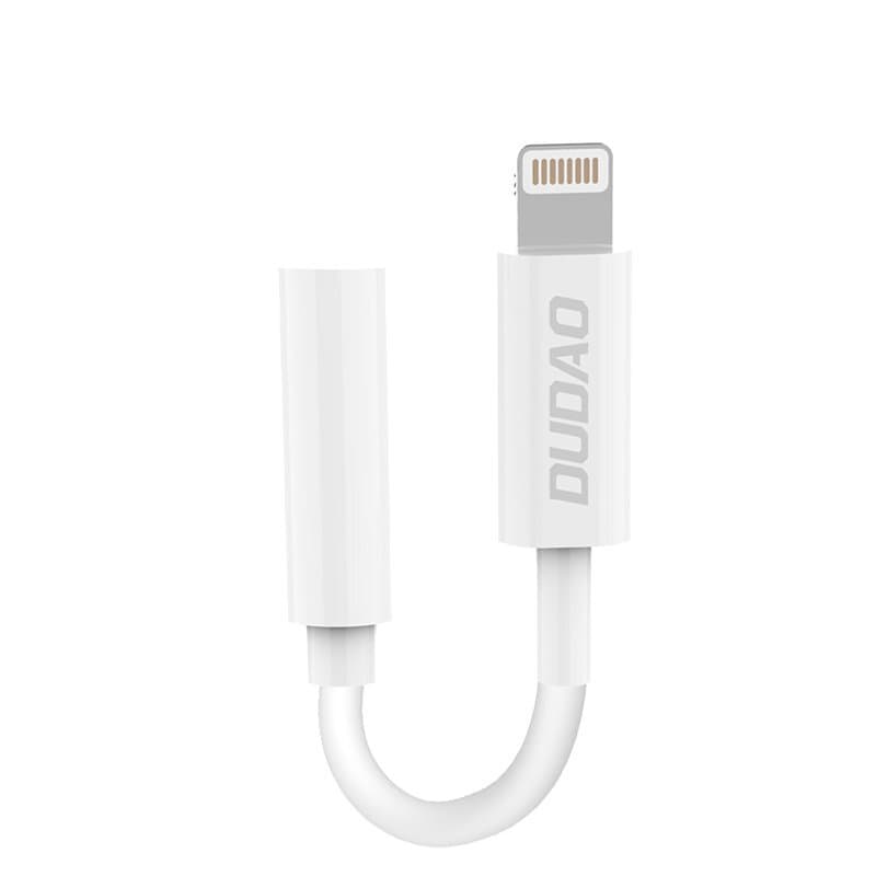 Адаптер от Lightning към 3.5 мм аудио жак за устройства с Lightning порт (10 см) - Dudao Lightning to 3.5 mm Audio Adapter (бял)