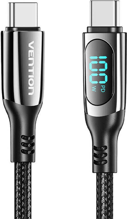Кабел Vention TAYBAV, от USB C(м) към USB C(м), 1.2m, 100W, черен
