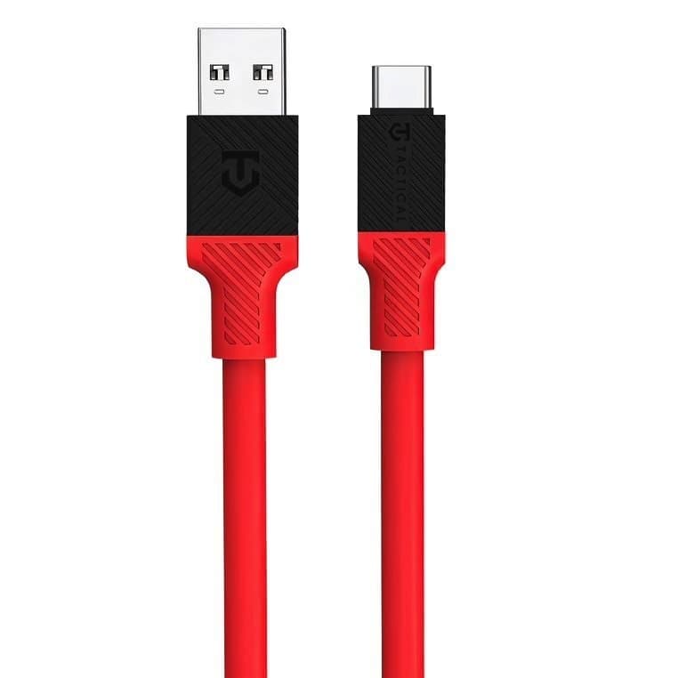 Здрав кабел с бързо зареждане за устройства с USB-C порт (100 см) - Tactical Fat Man USB-A to USB-C Cable 60W (червен)
