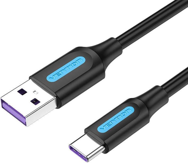 Кабел Vention CORBF, от USB A(м) към USB C(м), 1m, екраниран, черен