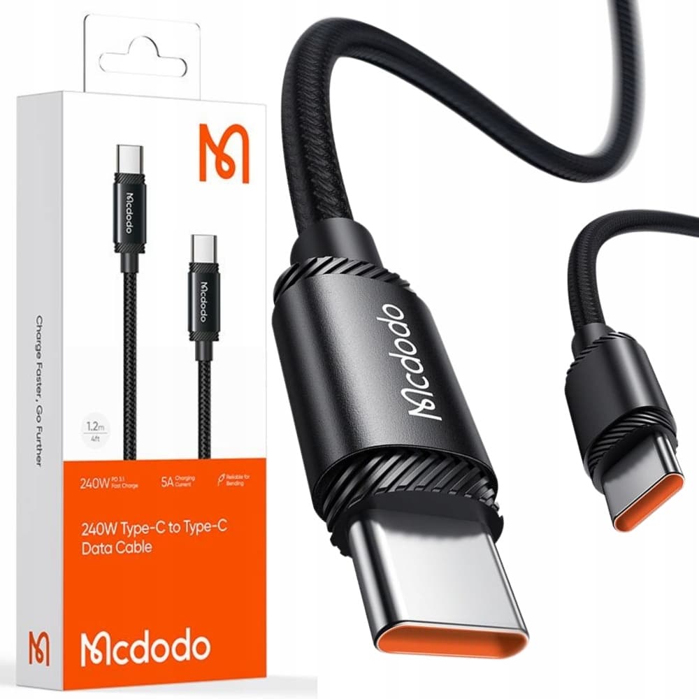 Кабел с бързо зареждане за устройства с USB-C порт (200 см) (черен) - Mcdodo USB-C to USB-C Cable 240W (CA-3681)