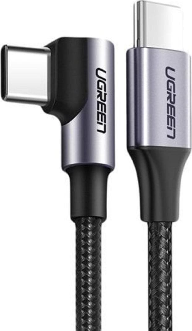 Ugreen Angled USB-C to USB-C Data Cable - USB-C към USB-C кабел за устройства с USB-C порт (200 см) (черен)