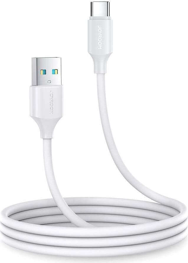 Кабел с гумирана оплетка за устройства с USB-C порт (100 см) - Joyroom Lost Lasting USB-A to USB-C Cable 3А (бял)