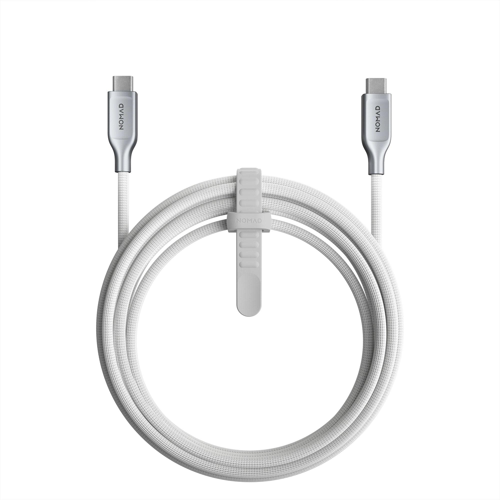 Здрав кевларен USB-C към USB-C кабел за MacBook и устройства с USB-C порт (300 см) - Nomad Kevlar USB-C to USB-C Charging Cable 240W (бял)
