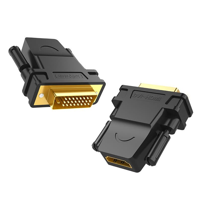 Адаптер за свързване на DVI устройства към устройства с HDMI - Ugreen DVI Male To HDMI Female Adapter FullHD (черен)