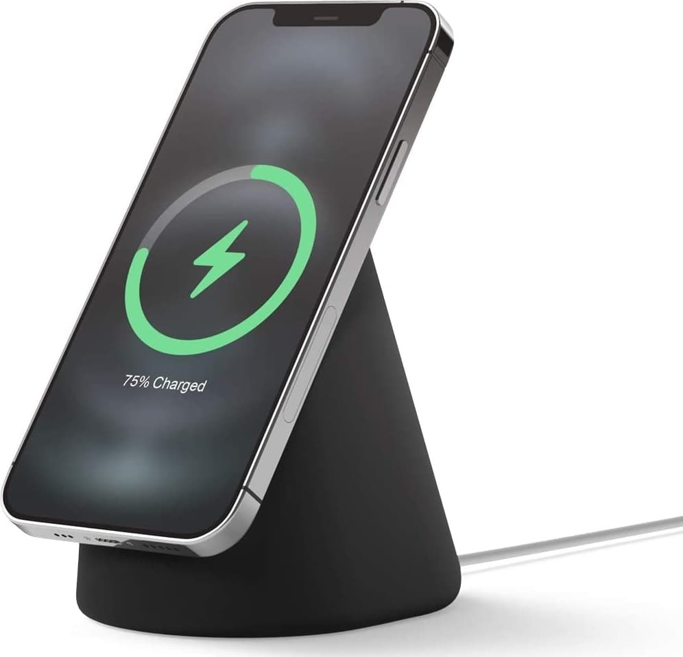 Силиконова поставка за безжично зареждане на iPhone чрез поставяне на Apple MagSafe Charger - Elago MS1 Charging Stand for MagSafe (черен)