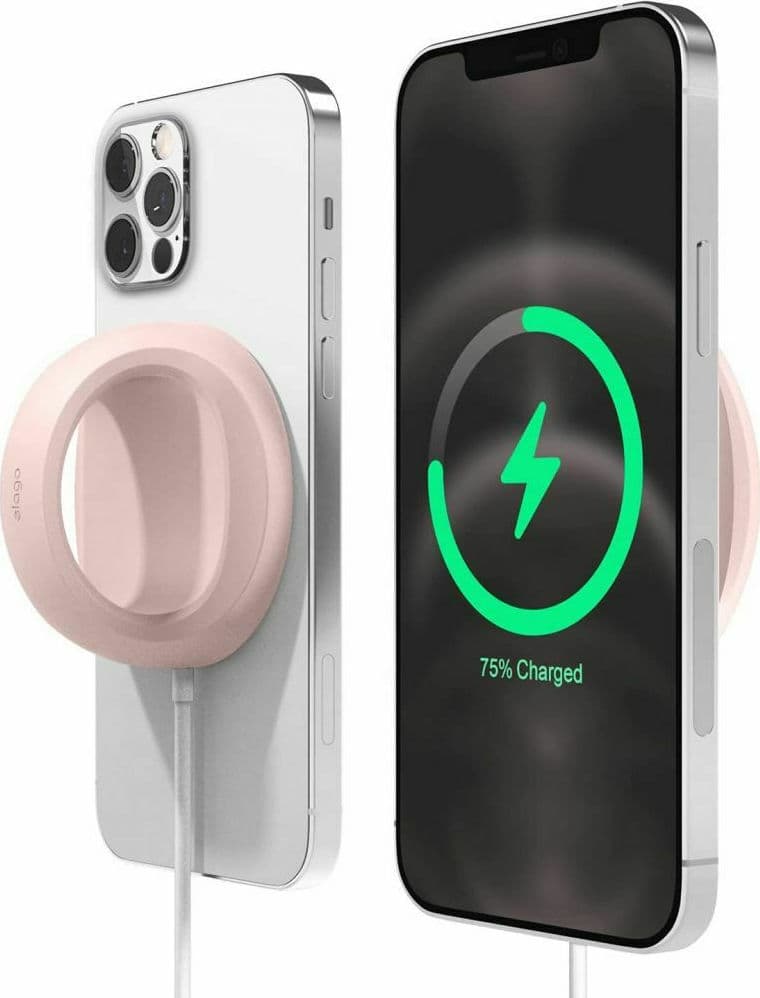 Силиконова поставка за зареждане на iPhone чрез поставяне на Apple MagSafe Charger - Elago Grip Stand for MagSafe (розов)