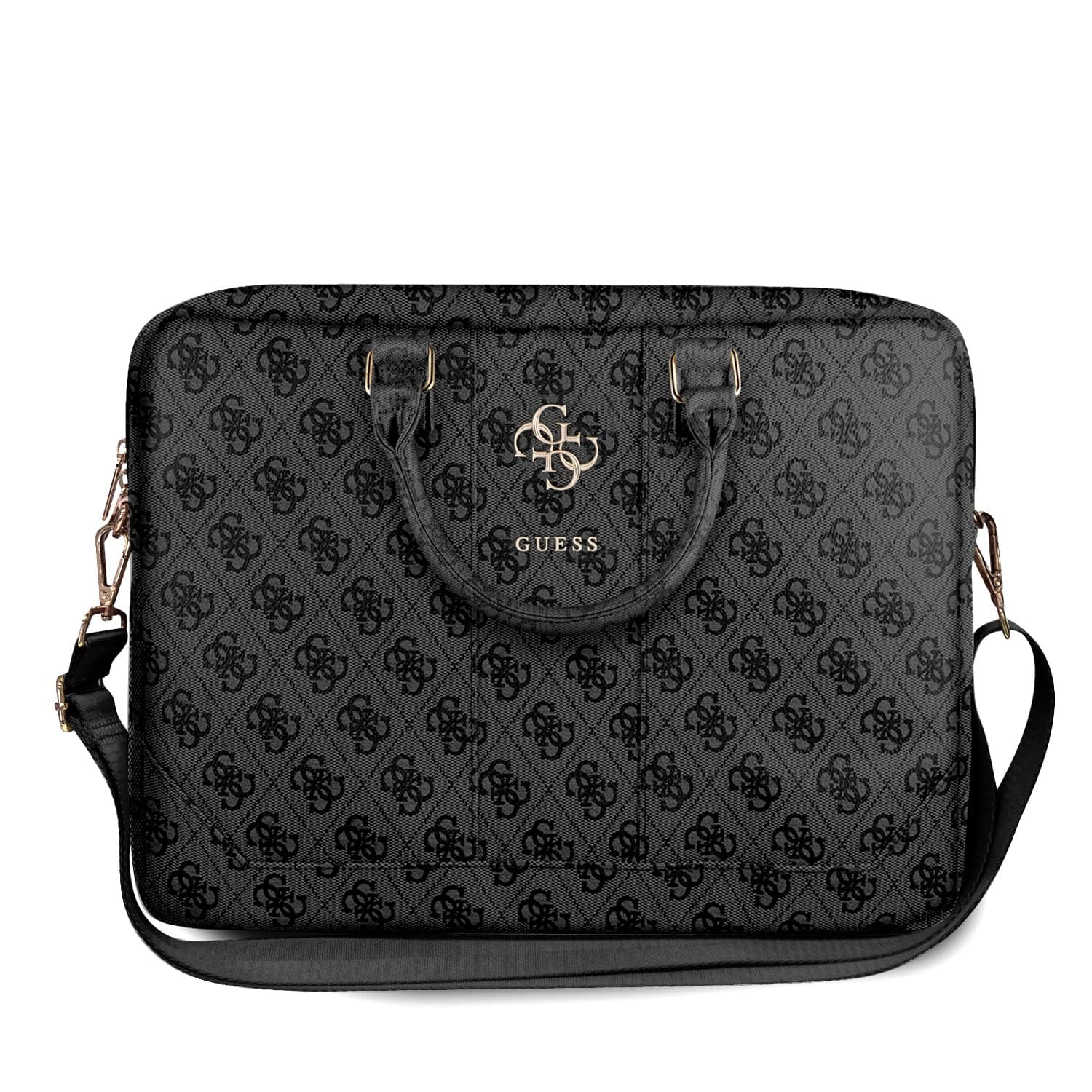 Guess PU 4G Metal Logo Laptop Bag 16- луксозна дизайнерска чанта с дръжки и презрамка за преносими компютри до 16 инча (сив)