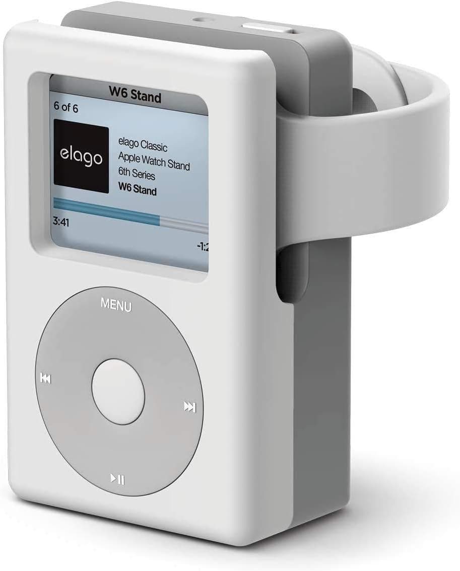 Силиконова винтидж поставка в стила на Apple iPod Classic за Apple Watch - Elago W6 Watch Stand (бяла)