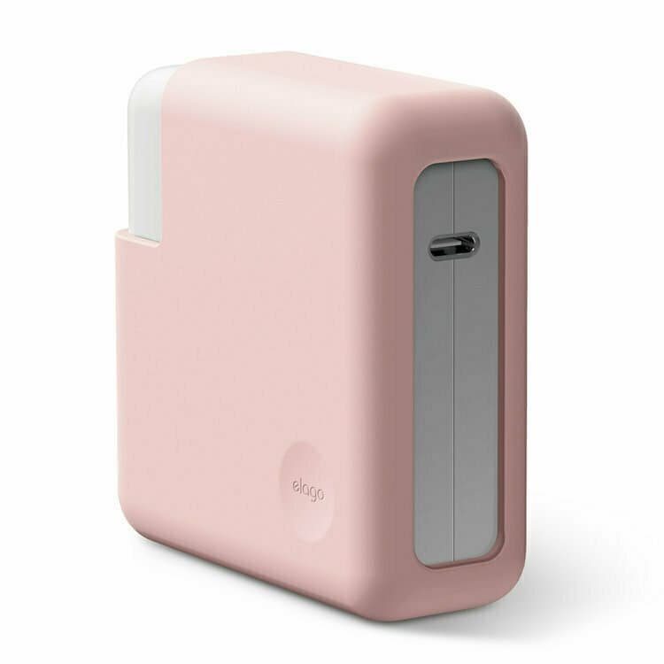 Силиконов калъф за MagSafe 2 85W и Apple USB-C 87W и 96W захранвания - Elago MacBook Charger Cover (розов)