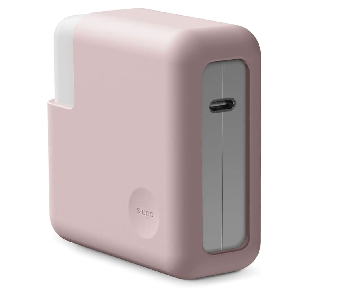 Силиконов калъф за MagSafe 2 60W и Apple USB-C 61W захранвания - Elago MacBook Charger Cover (розов)