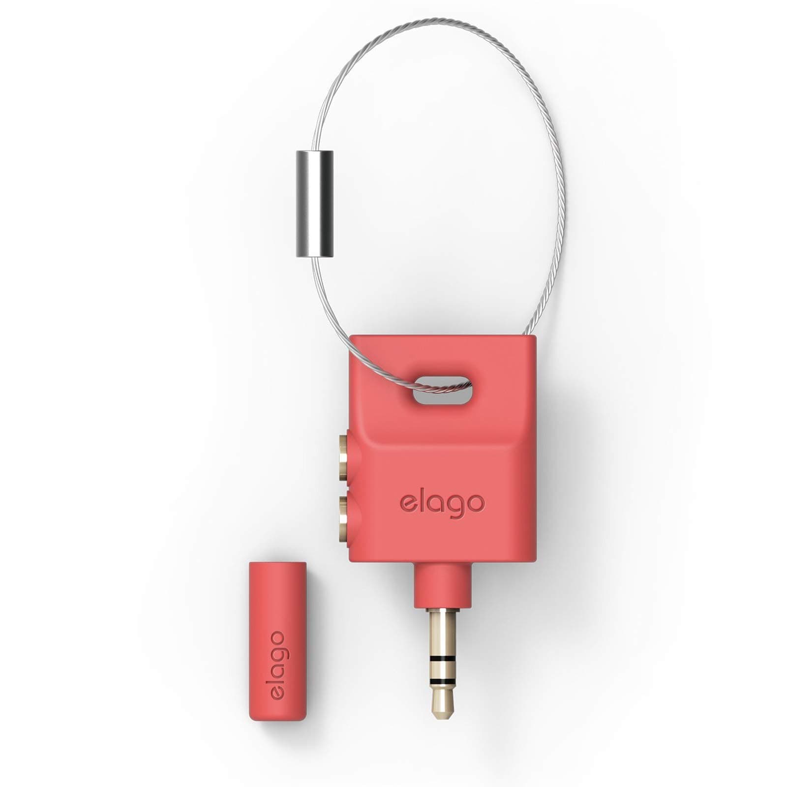 Аудио разклонител (сплитер) за мобилни устройства с 3.5 мм стерео-жак - Elago Keyring Splitter (червен)