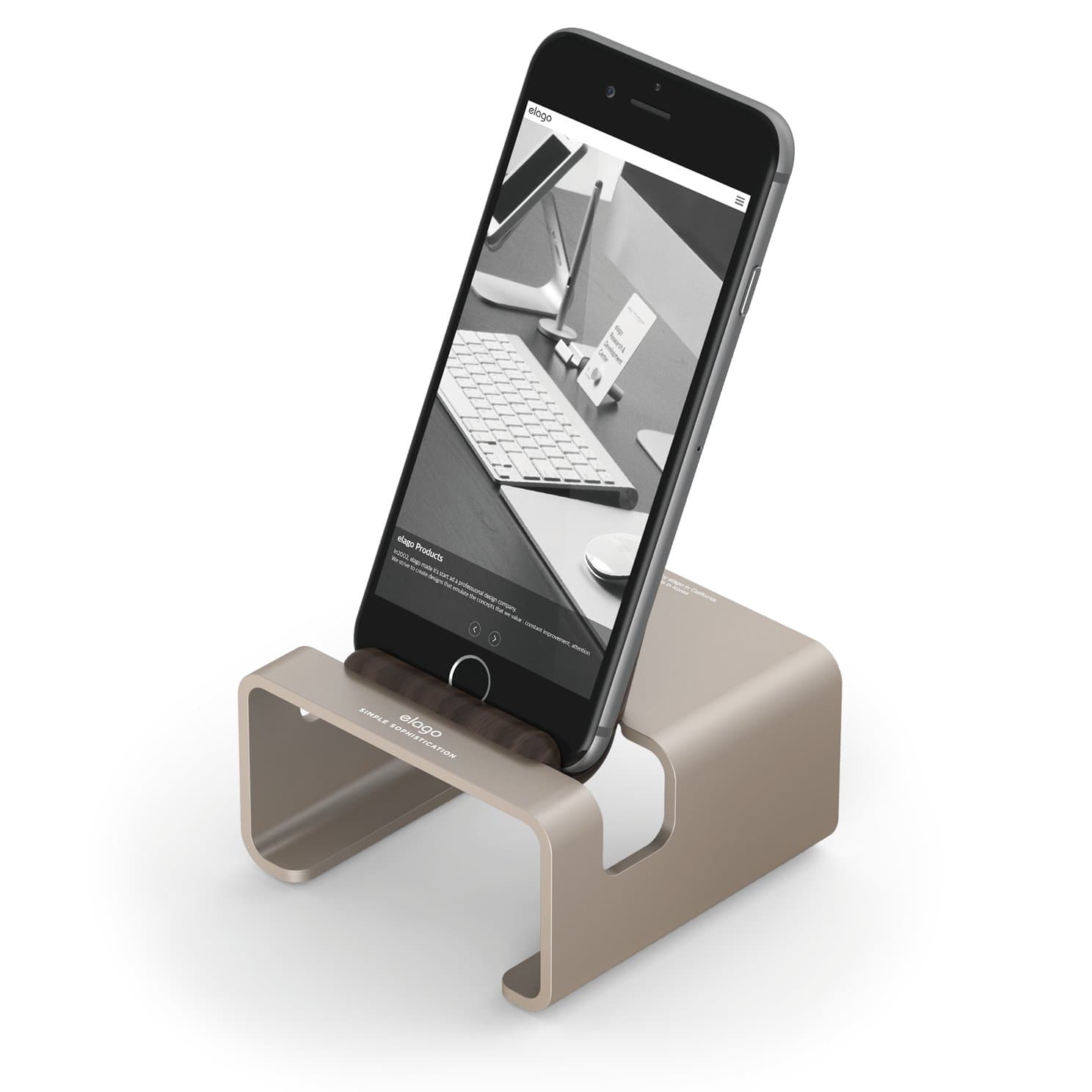 Поставка от алуминий и дърво за iPhone и iPad mini - Elago M3 Stand (златиста)