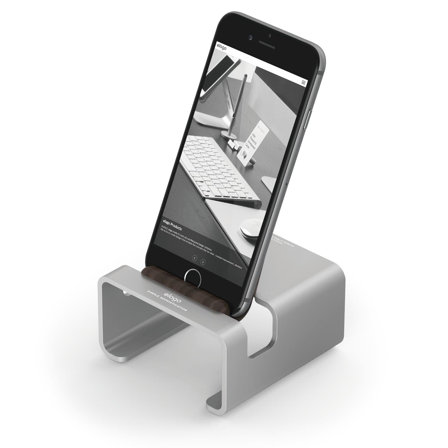 Поставка от алуминий и дърво за iPhone и iPad mini - Elago M3 Stand (сребриста)