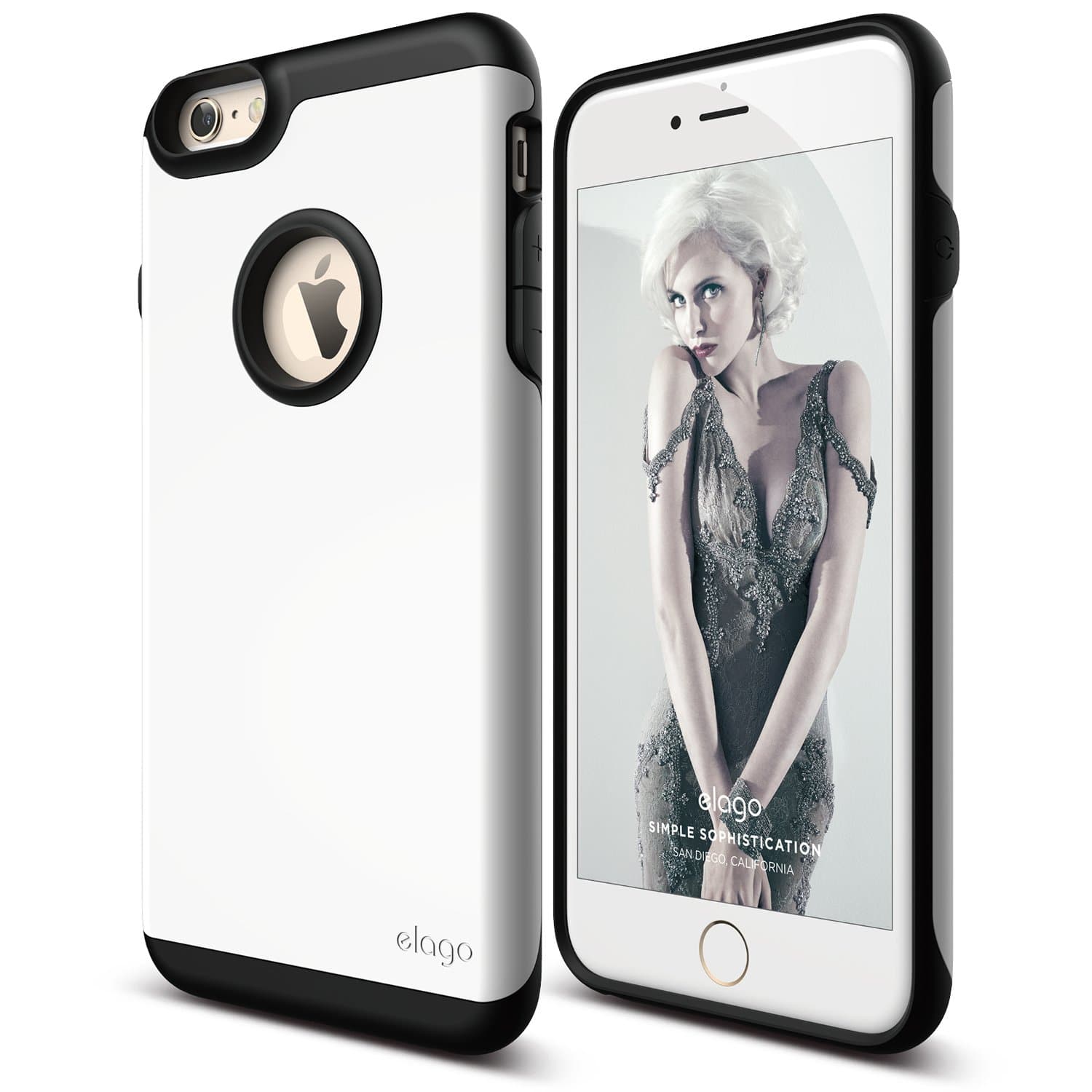 Уникален удароустойчив хибриден кейс + HD покритие за iPhone 6 Plus, iPhone 6S Plus - Elago S6P Duro Case (бял)