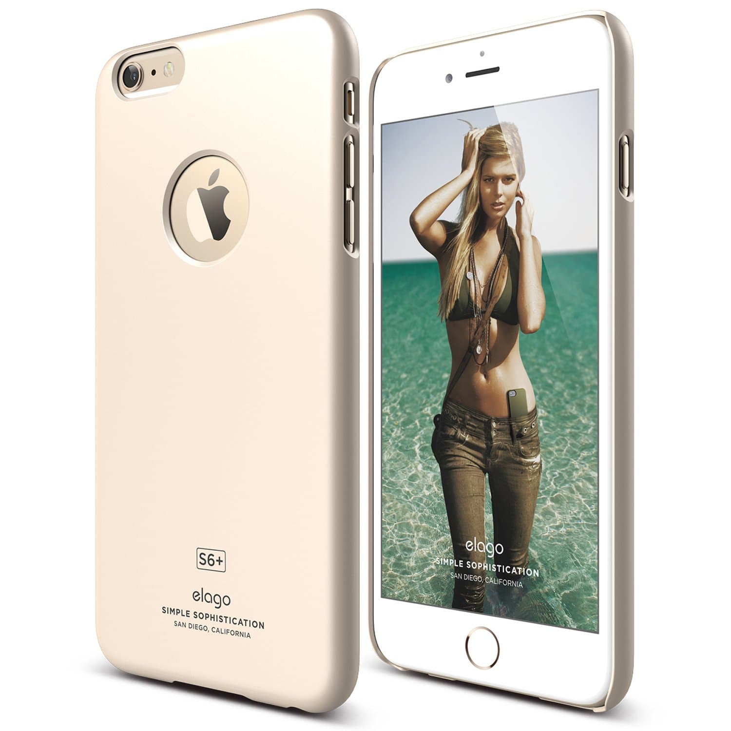 Качествен кейс и HD покритие за iPhone 6 Plus - Elago S6P Slim Fit Case + HD Clear Film (златист)
