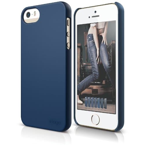 Поликарбонатов кейс и HD покритие за iPhone 5, iPhone 5S, iPhone SE - Elago S5 Slim Fit 2 Case + HD Clear Film (тъмносин-мат)