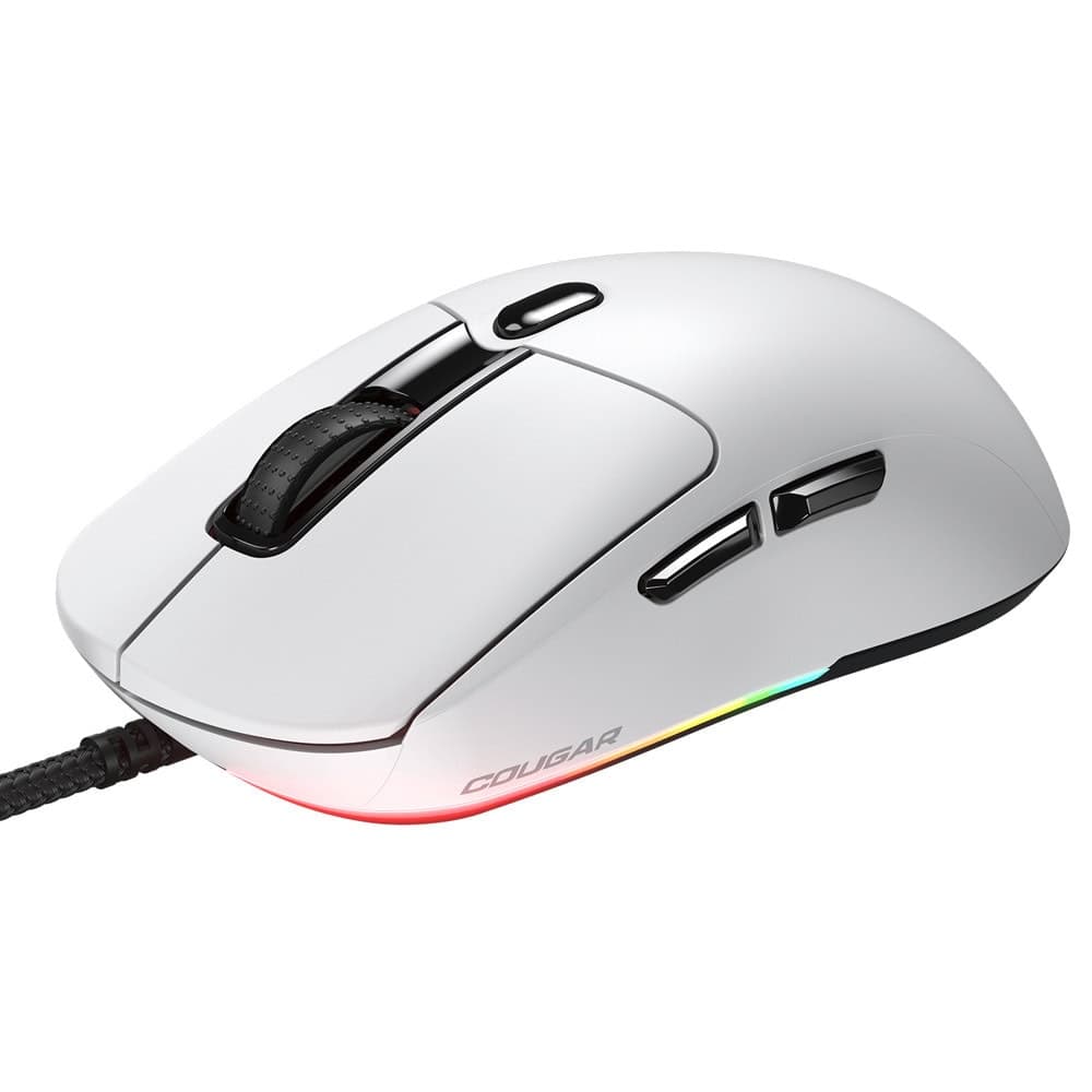 Мишка Cougar Gaming Minos Neo, оптична (6200dpi), USB, бяла, RGB подсветка, гейминг, PixArt PAW3327 сензор