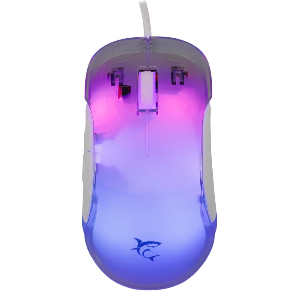Мишка White Shark MORDRED-W, оптична (12800 dpi), USB, бяла, гейминг, RGB подсветка