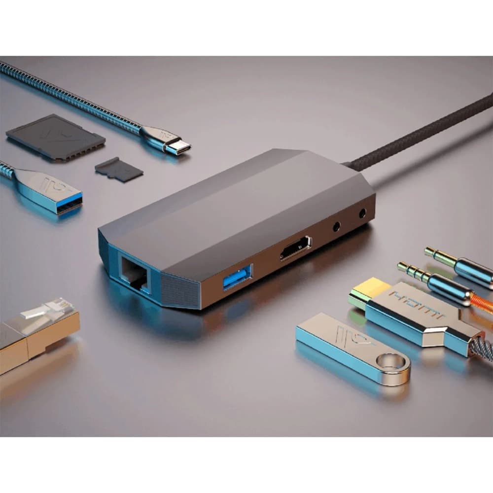 Докинг станция 4Smarts 9-in-1 DeX (468781), 1x USB Type C(м) към 1x USB C, 2x USB 3.0, 1x SD, 1x microSD, 1x HDMI, 2x AUX, 1x LAN (RJ45)