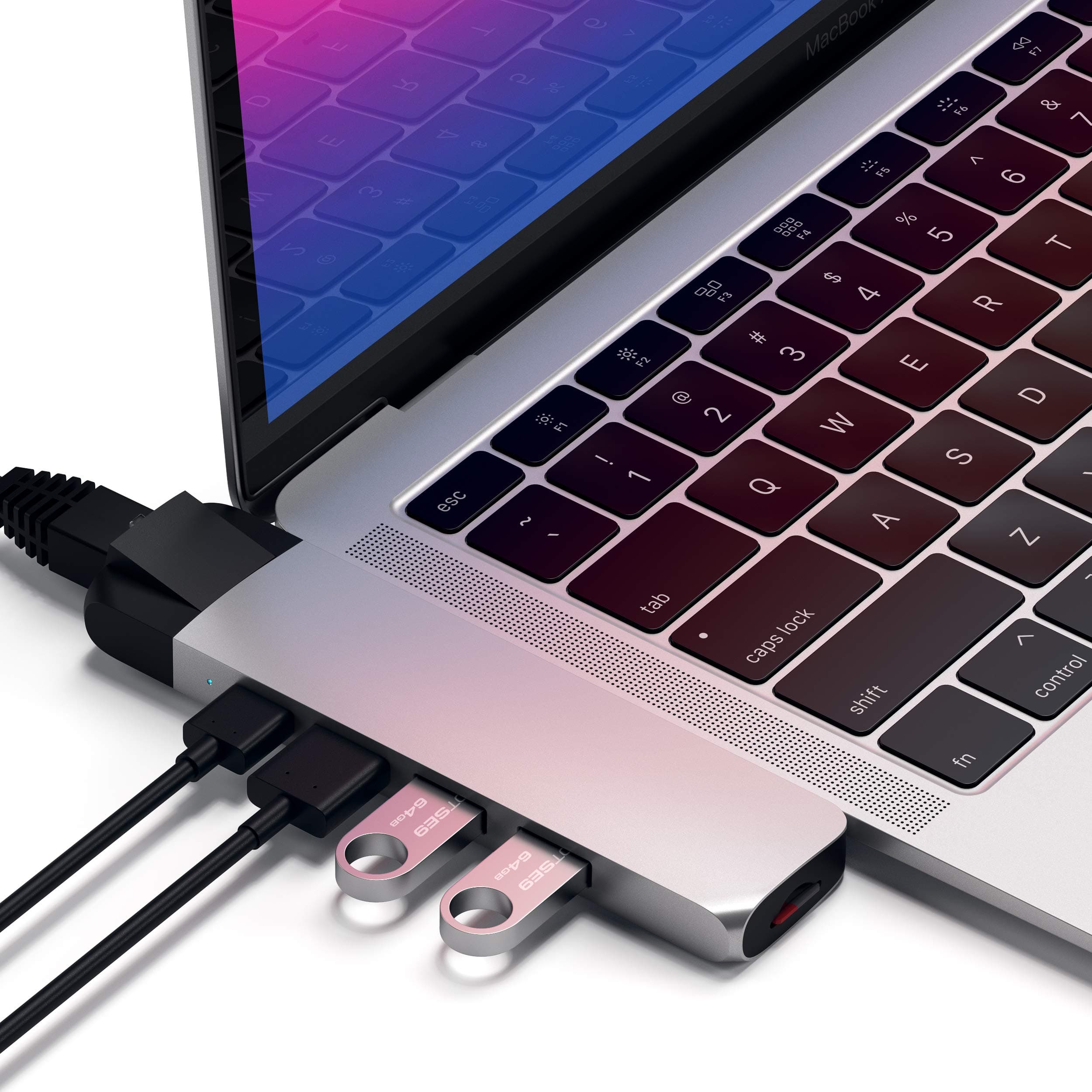 Докинг станция Satechi ST-TCPHES, от USB C към 1x USB C(PD), 2x USB A, 1x HDMI, 1x RJ45, 1x SD/MicroSD четец, сребриста