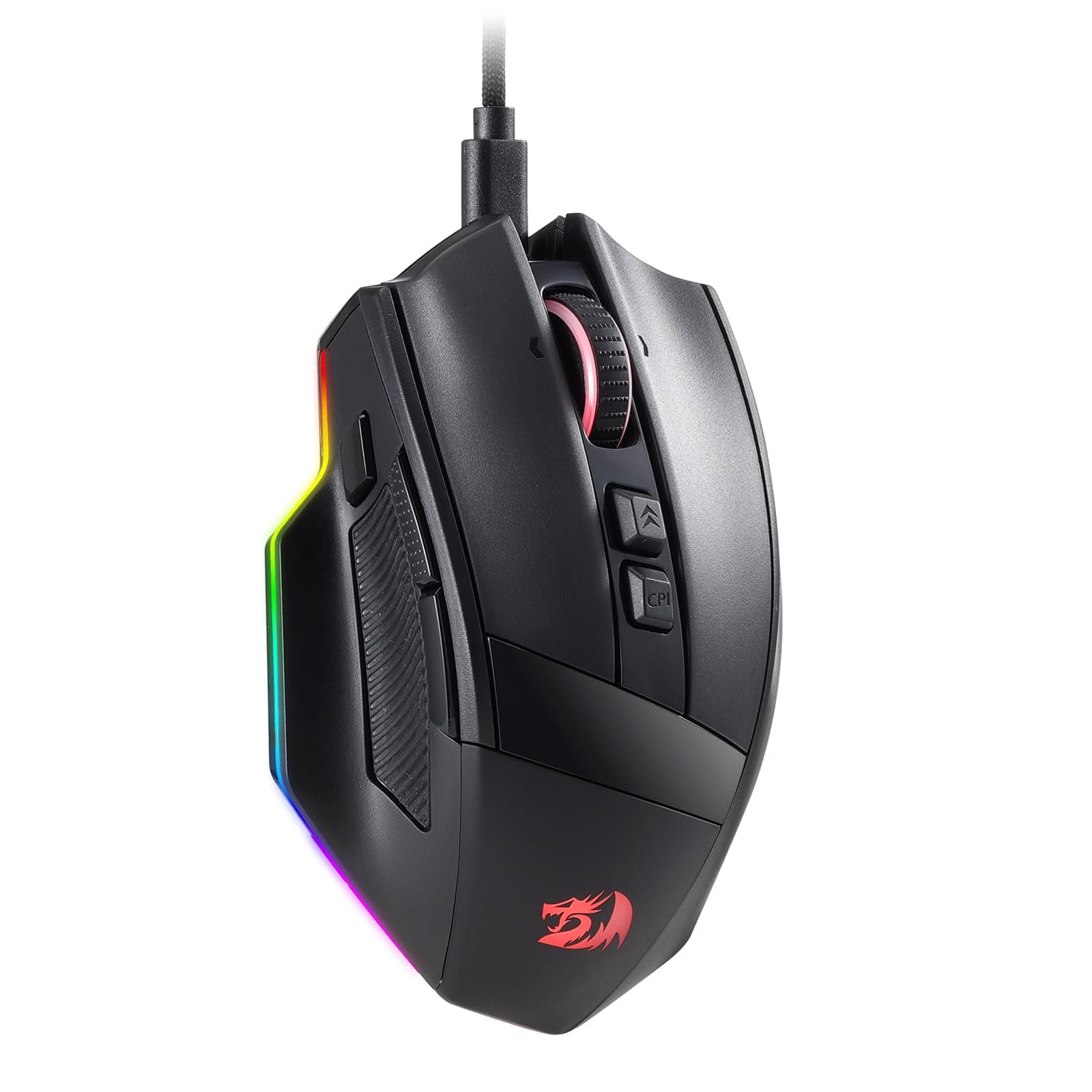 Мишка Redragon Rind Pro M813, оптична (26 000 dpi), жична/безжична, Bluetooth, USB, черна, гейминг, 7 програмируеми бутона