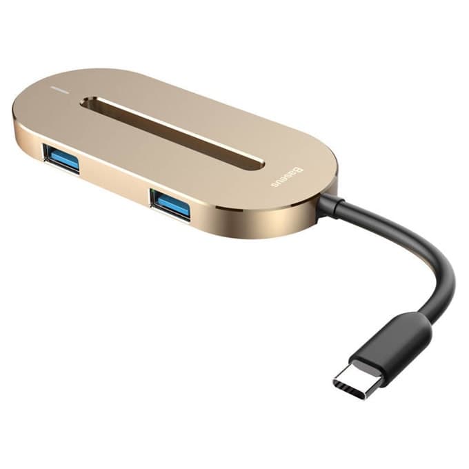 Докинг станция Baseus CABOOK-0V, от USB C към 1x USB C(PD), 3x USB A, 1x HDMI, златиста