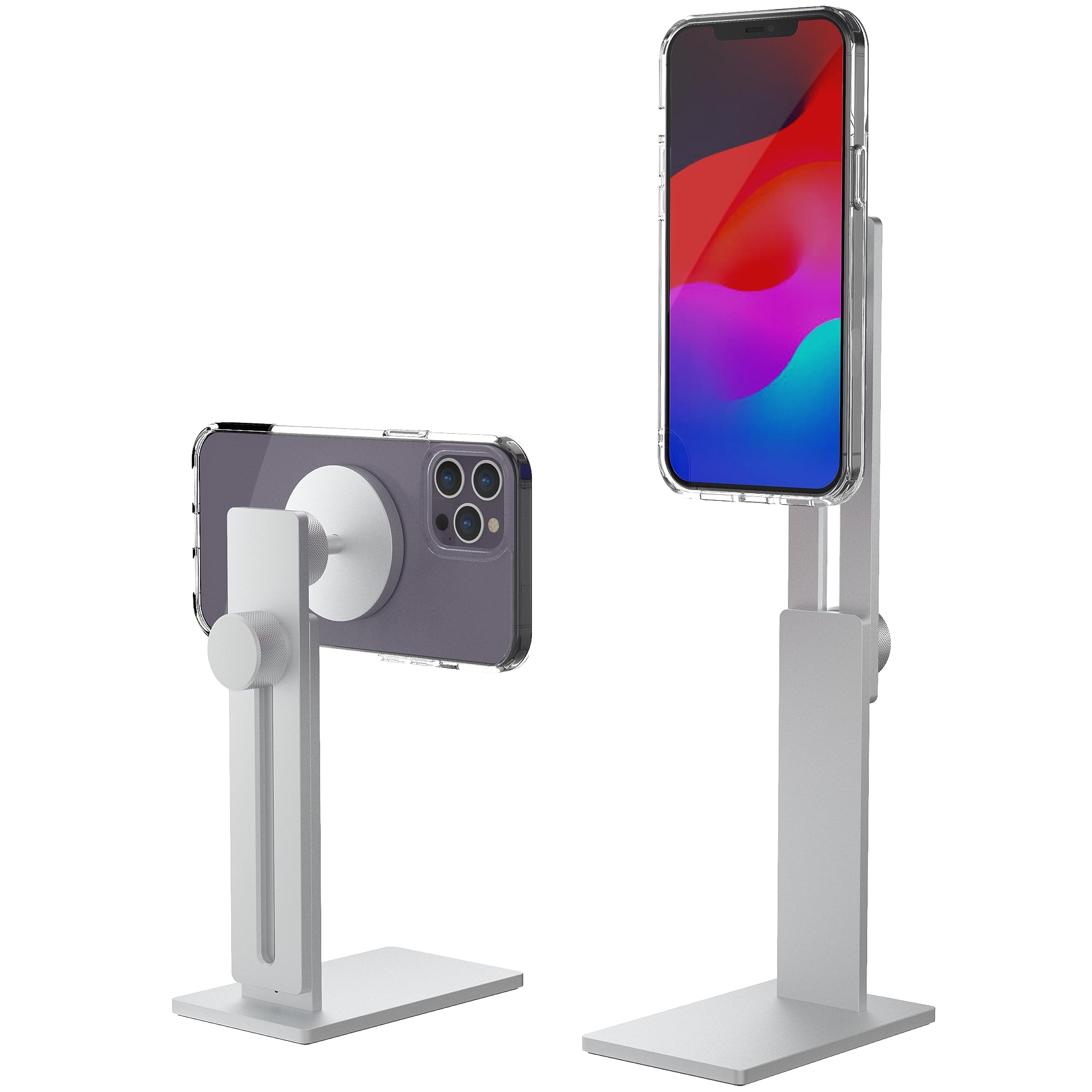 Алуминиева поставка за бюро за iPhone и други устройства с MagSafe функционалност - JustMobile AluDisc Pro MagSafe Stand (сребрист)