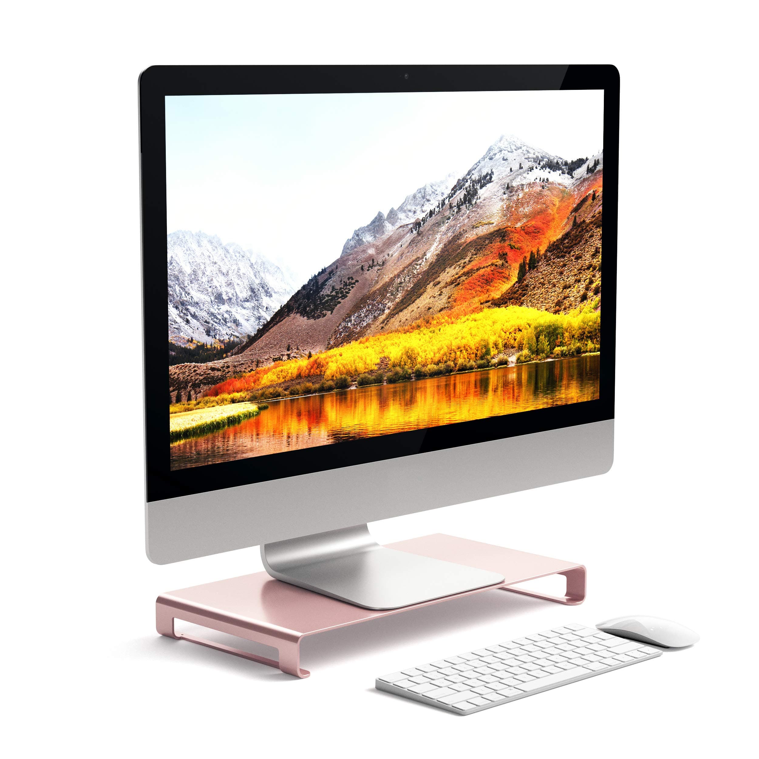 Настолна алуминиева поставка за монитори, MacBook и лаптопи - Satechi Aluminium Monitor Stand (розово злато)