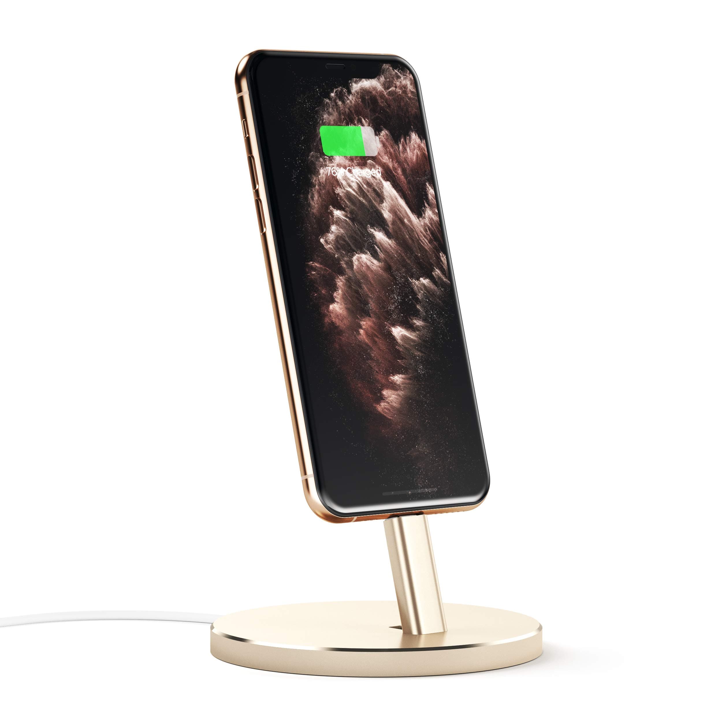 Алуминиева повдигаща поставка за iPhone с Lightning порт - Satechi Aluminum Lightning Charging Stand (златист)