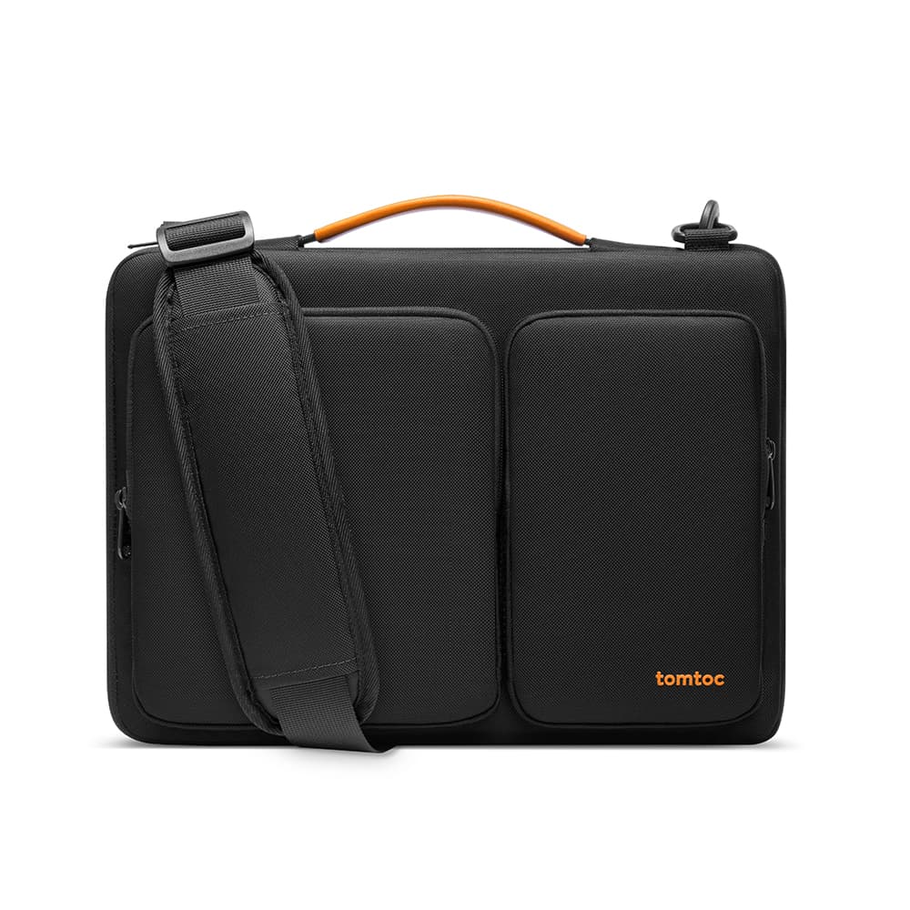 Текстилна чанта с дръжки и презрамка за MacBook Pro 16, Pro 15 и лаптопи до 15.6 инча - Tomtoc Defender Laptop Briefcase (черен)