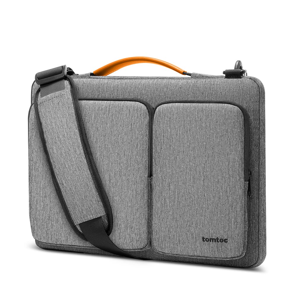 Текстилна чанта с дръжки и презрамка за MacBook Pro 16, Pro 15 и лаптопи до 15.6 инча - Tomtoc Defender Laptop Briefcase (сив)
